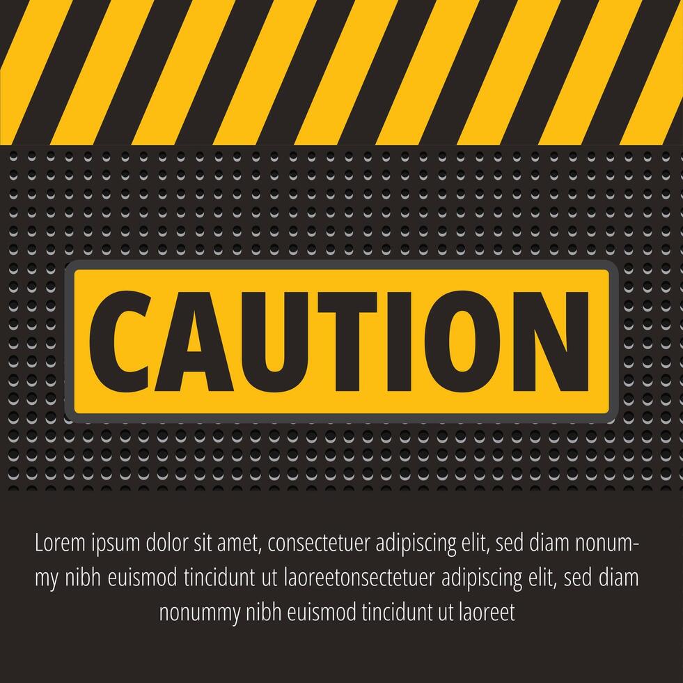 High-quality caution sign design featuring bold text and universal hazard symbols. Ideal for workplace safety, industrial areas, or construction zones vector