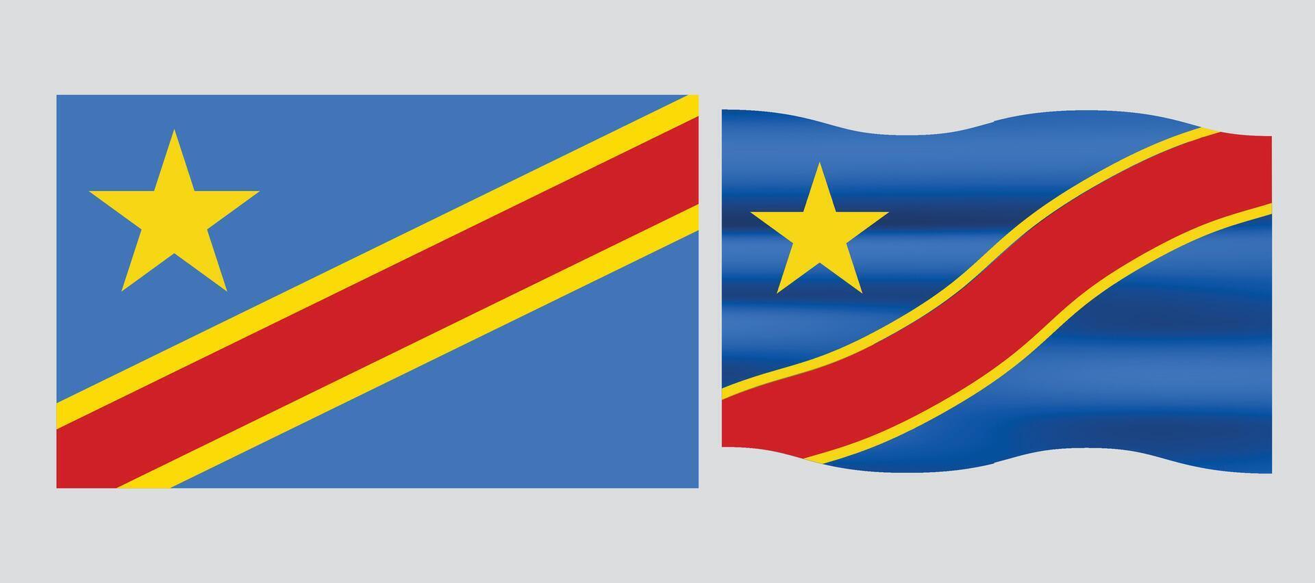 Flag of the Democratic Republic of the Congo illustration with standard size and proportion. National flag emblem with accurate size and colors. Congo official national flag. vector