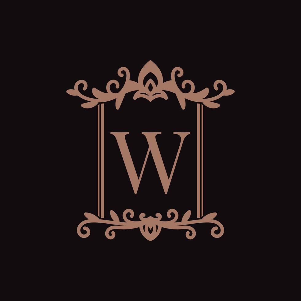 letter W rustic banner vintage initial badge brand vector