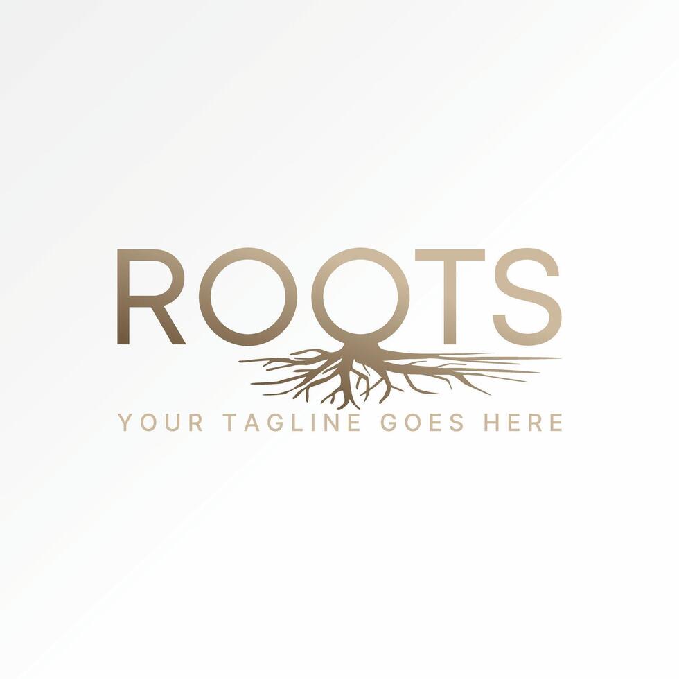 Logo design graphic concept creative premium stock image graphic word text Roots font on initial O botton to nature typography art bonsai plant vector