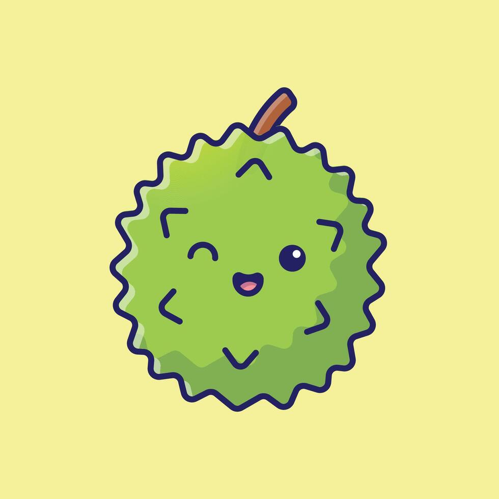 Durian smile face mascot cartoon illustration vector