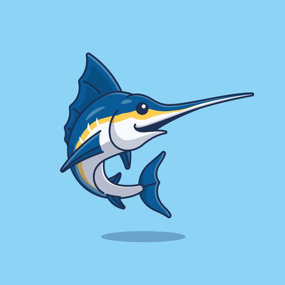 Marlin sea food mascot cartoon illustration vector