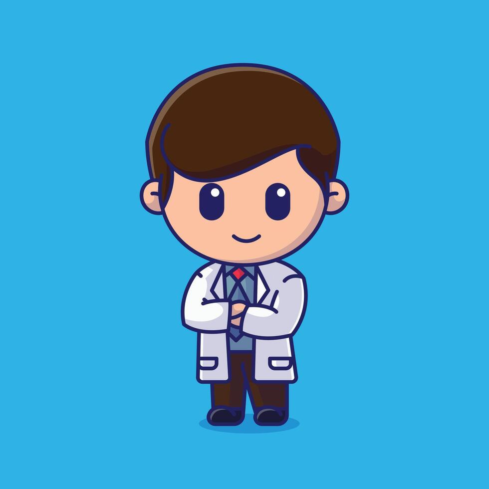 Simple Profession male doctor cartoon illustration Collection of paramedic concept icon isolated vector