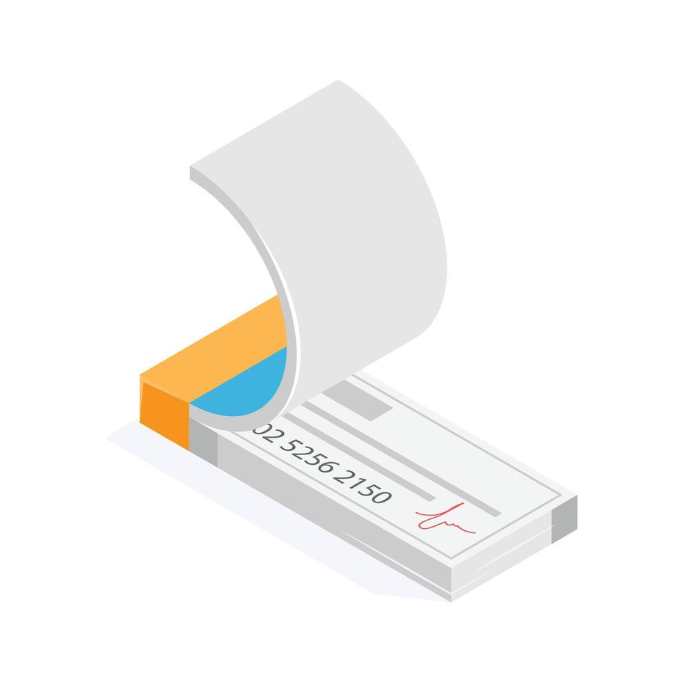 Download this premium of cheque book in trendy isometric style vector