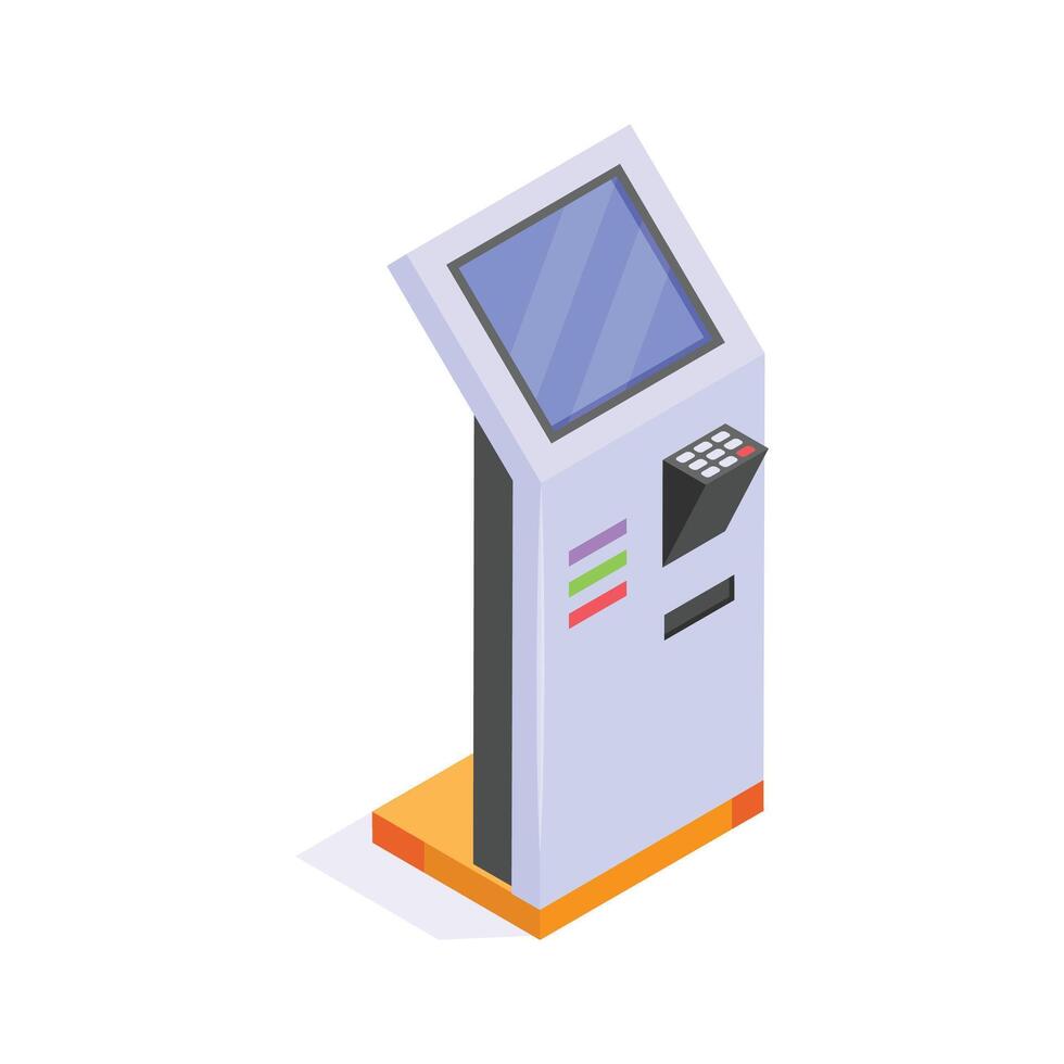 Get this trendy isometric icon of atm machine, ready to use vector