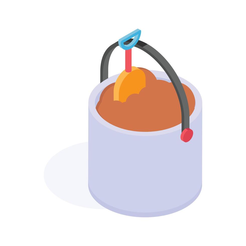 Premium isometric icon of paint bucket in customizable design vector
