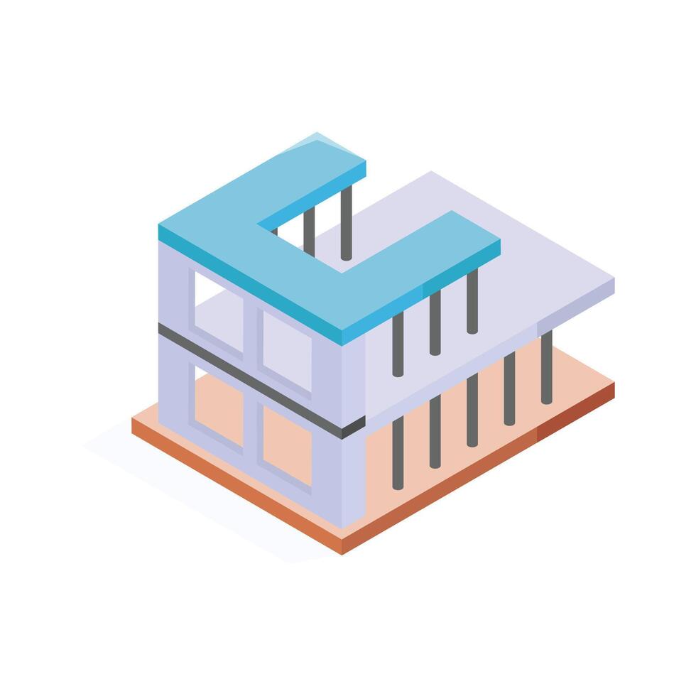 A sleek, multi story modern building under construction vector