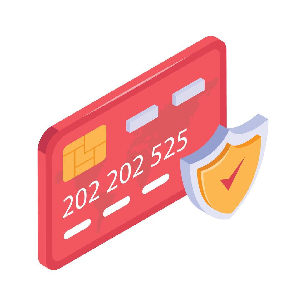 Credit card with a shield representing secure digital transactions vector