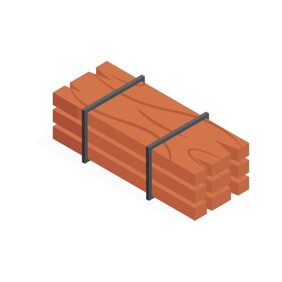 Timber planks isometric icon in trendy design style vector