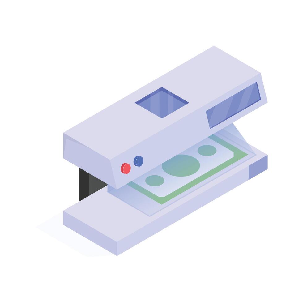 Get this amazing isometric icon of money detector machine vector