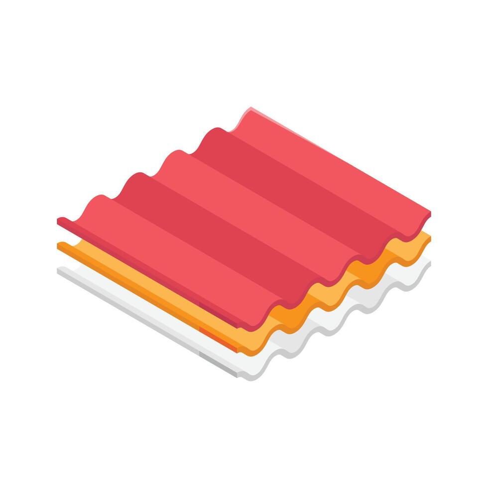 Get this isometric icon of roof sheets in trendy design style vector