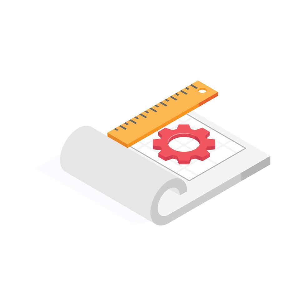 A technical plan showcasing mechanical gear design on a page vector