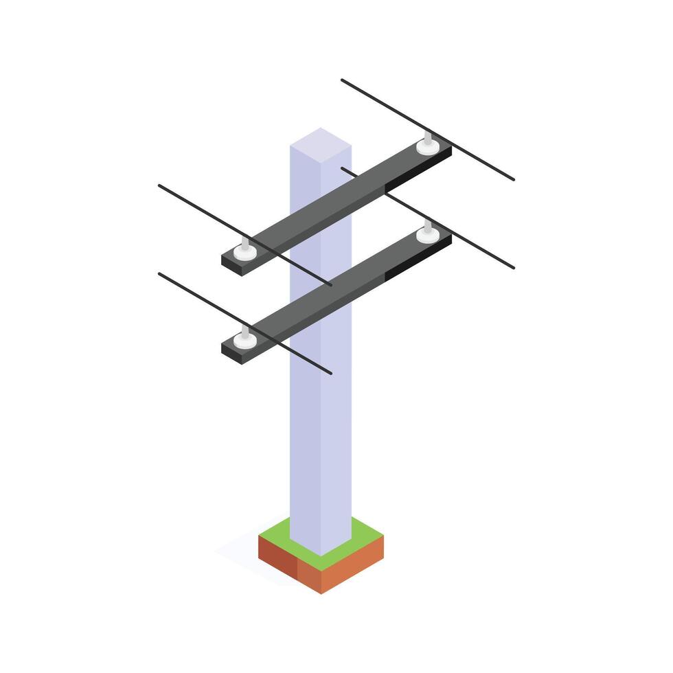 Trendy isometric of electric pole, editable icon vector