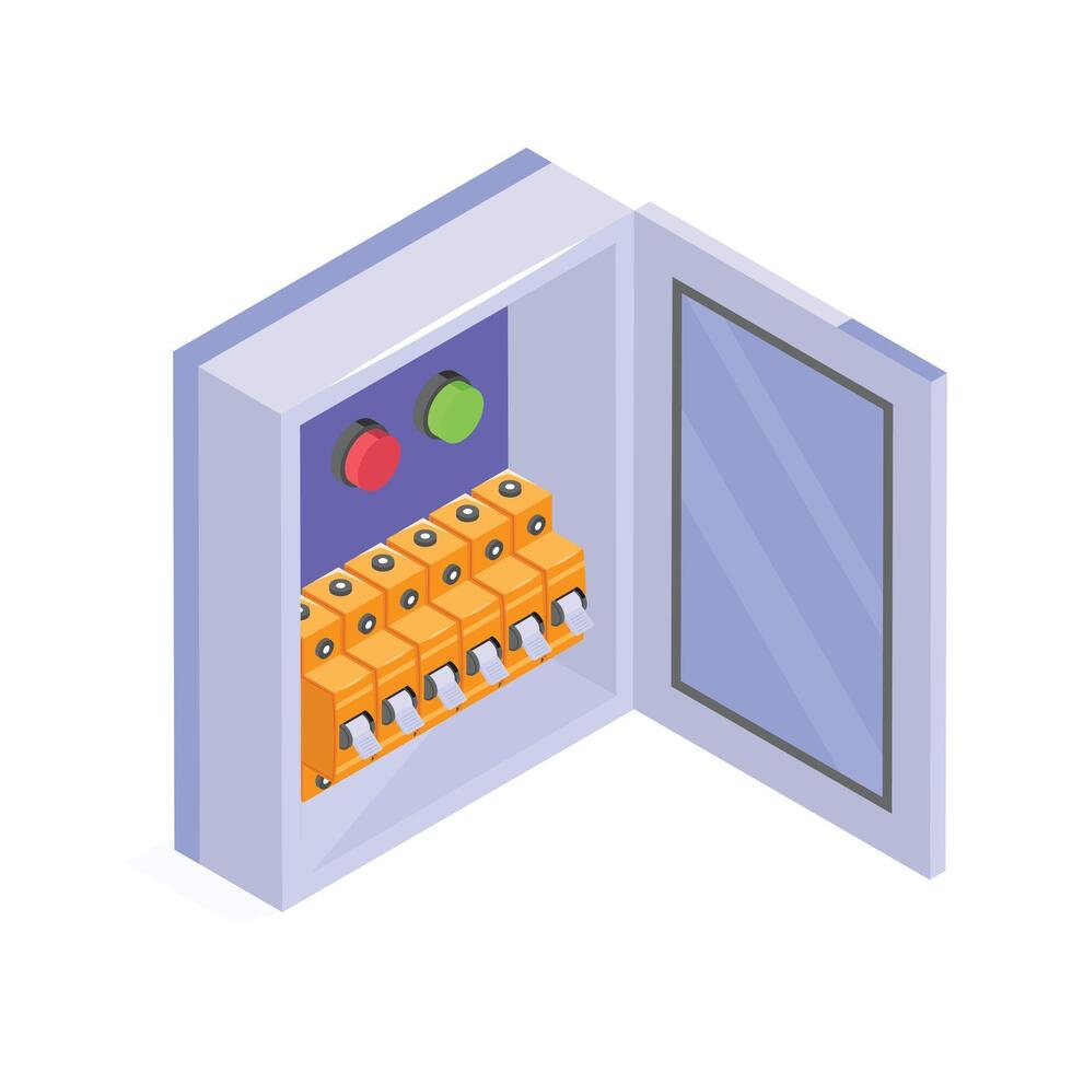Trendy isometric icon of circuit breaker in modern style vector