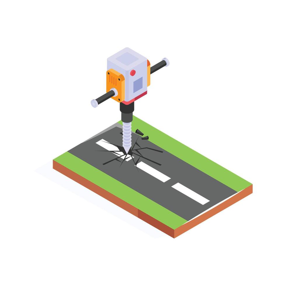 A high powered machine used for road drilling and maintenance work vector