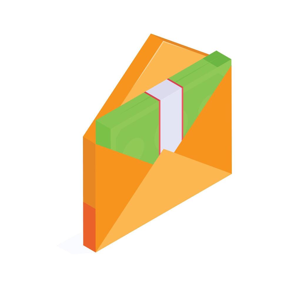 Envelope with dollar denoting financial mail concept isometric icon vector