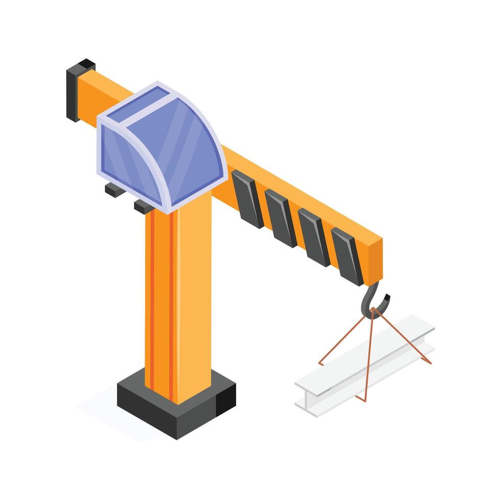 A stationary crane for lifting heavy materials at sites vector