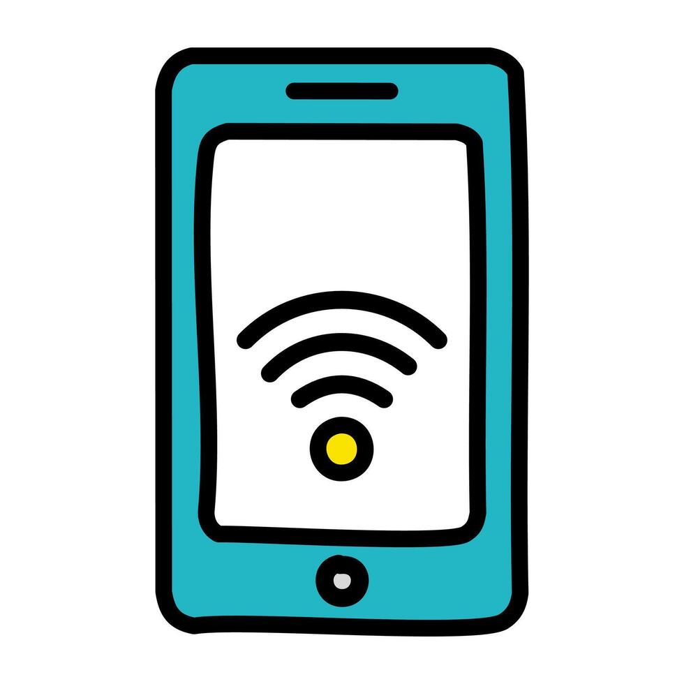 smartphone device with wifi signal isolated icon illustration design vector