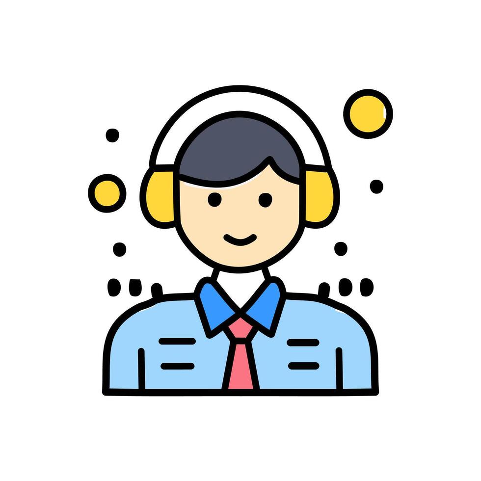 Pilot color icon with headphone illustration vector