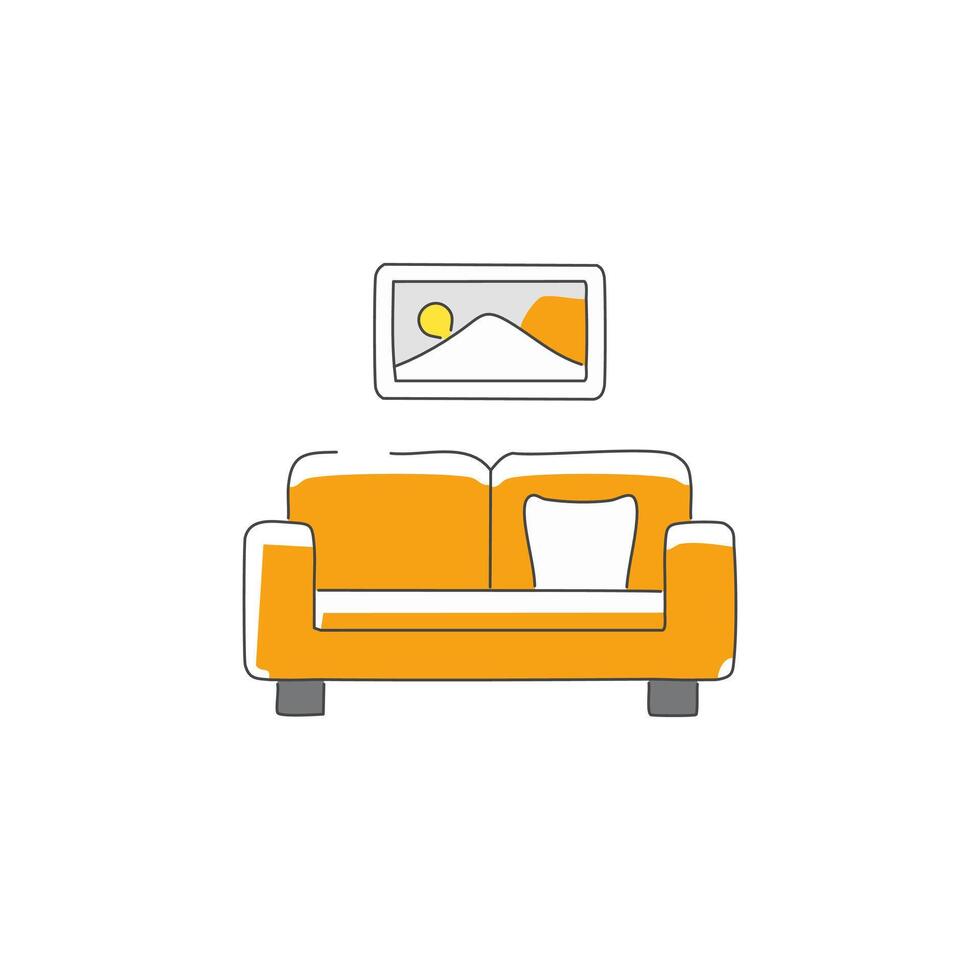Sofa icon in flat style. Furniture illustration on white isolated background. vector