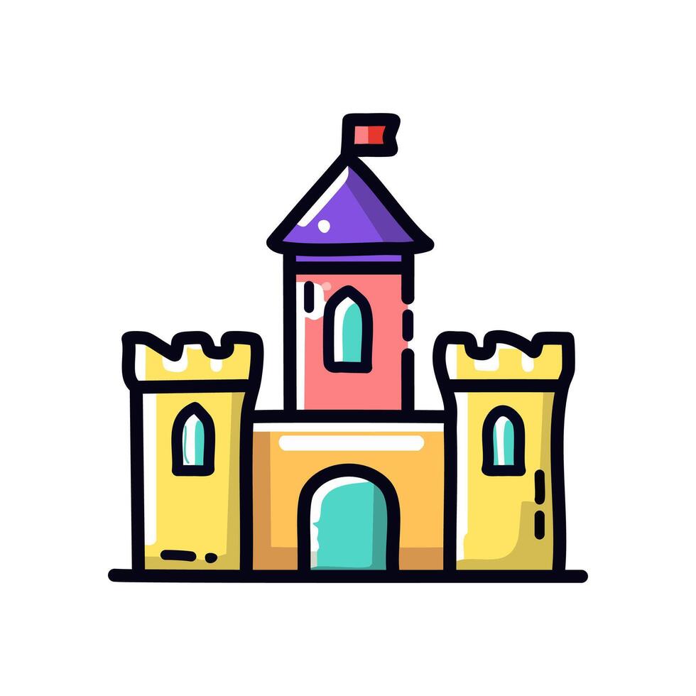 Fairytale castle. illustration in flat style. Isolated on white background. vector