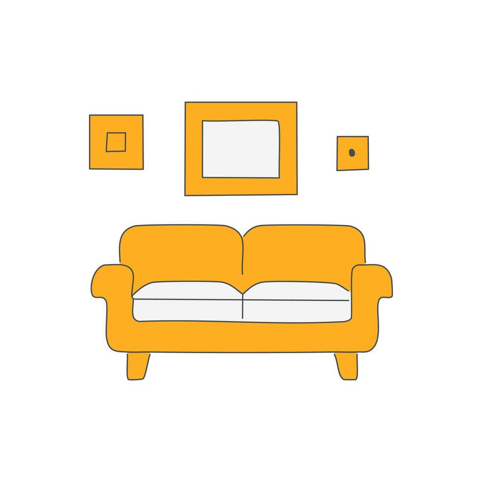 Sofa and TV icon in flat style. illustration. vector