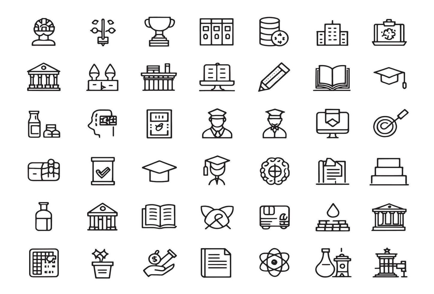 University Studie Icon Line Art Concepts vector