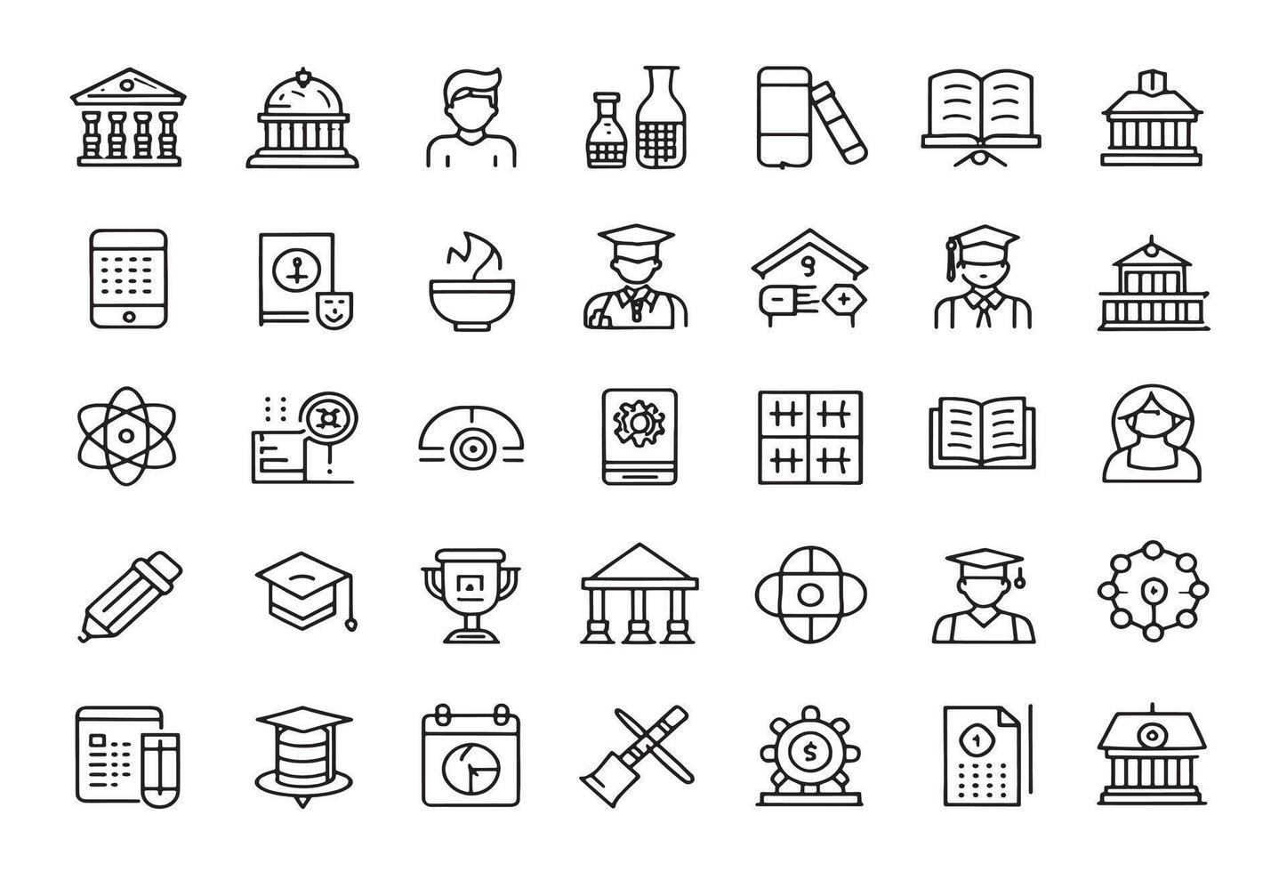 University Studie Icon Line Art Symbols vector