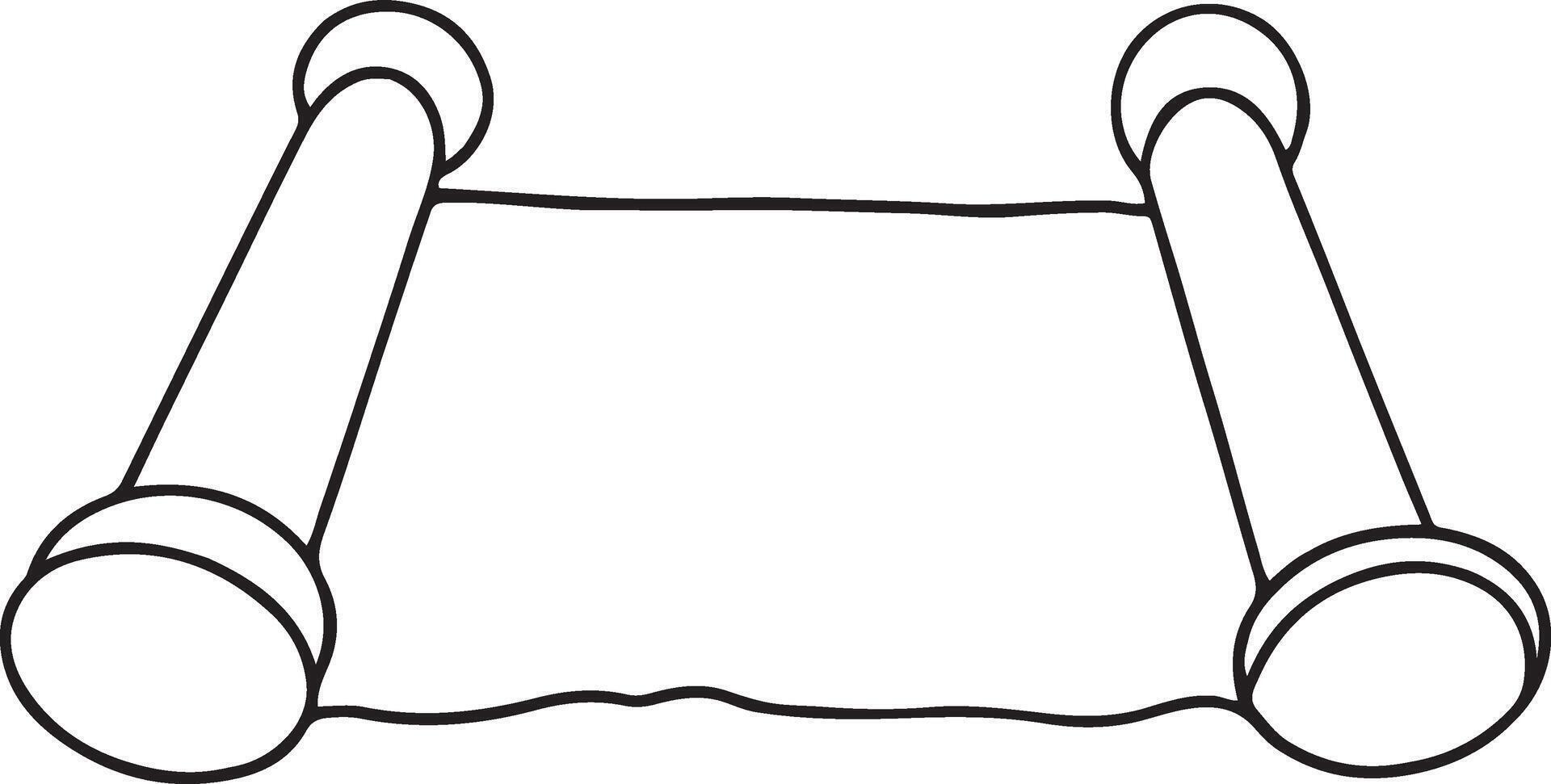 Sacred torah scroll doodle outline vector