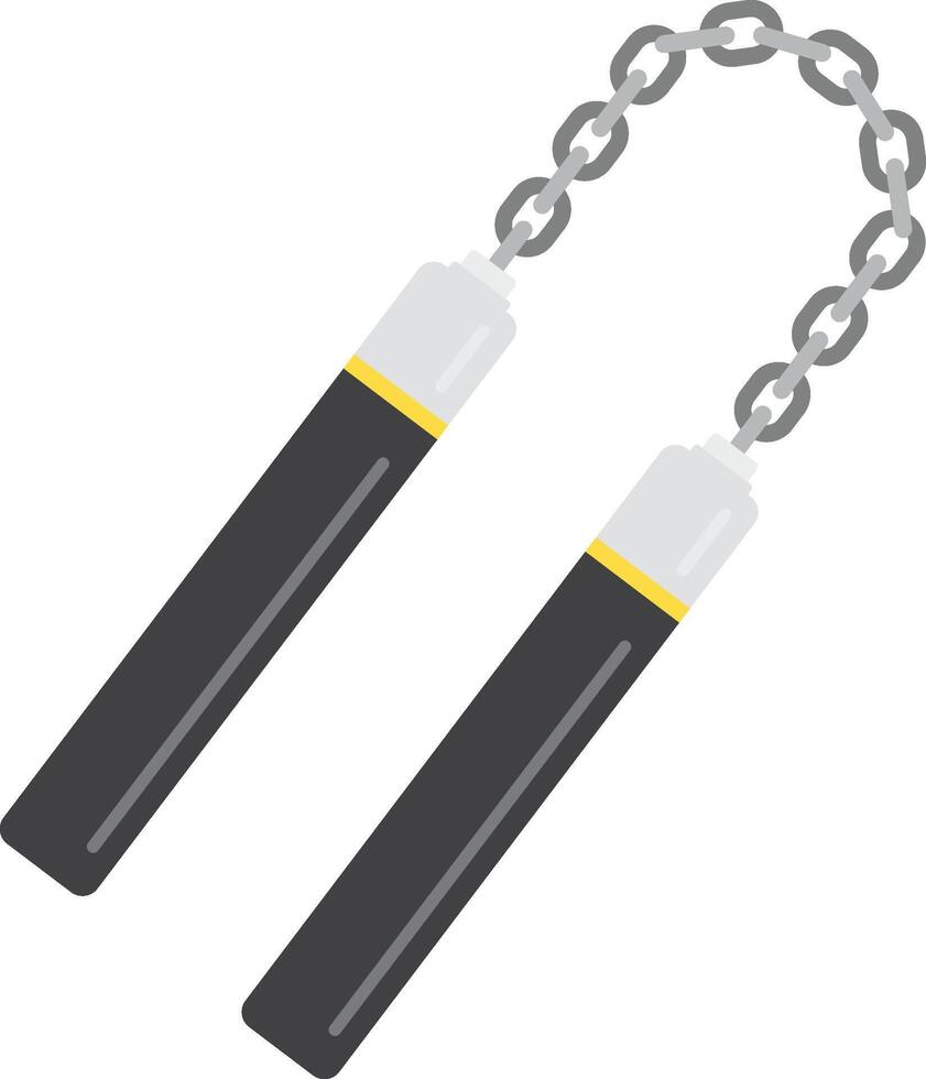 illustration of a nunchaku weapon . Nunchucks or nunchaku weapon flat icon for self defense, karate, and combat vector