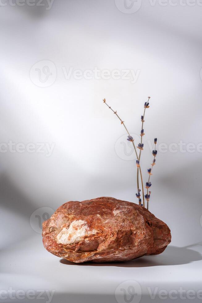 Granite stone on white background with shadows for background photo