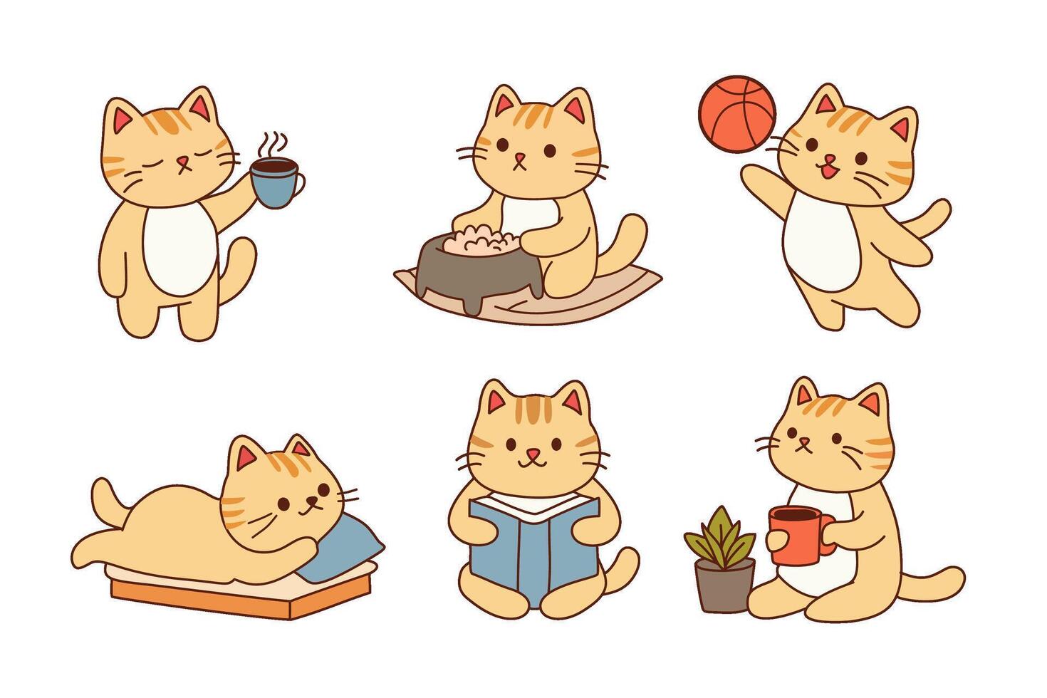 Set of cat. Animals cartoon. vector