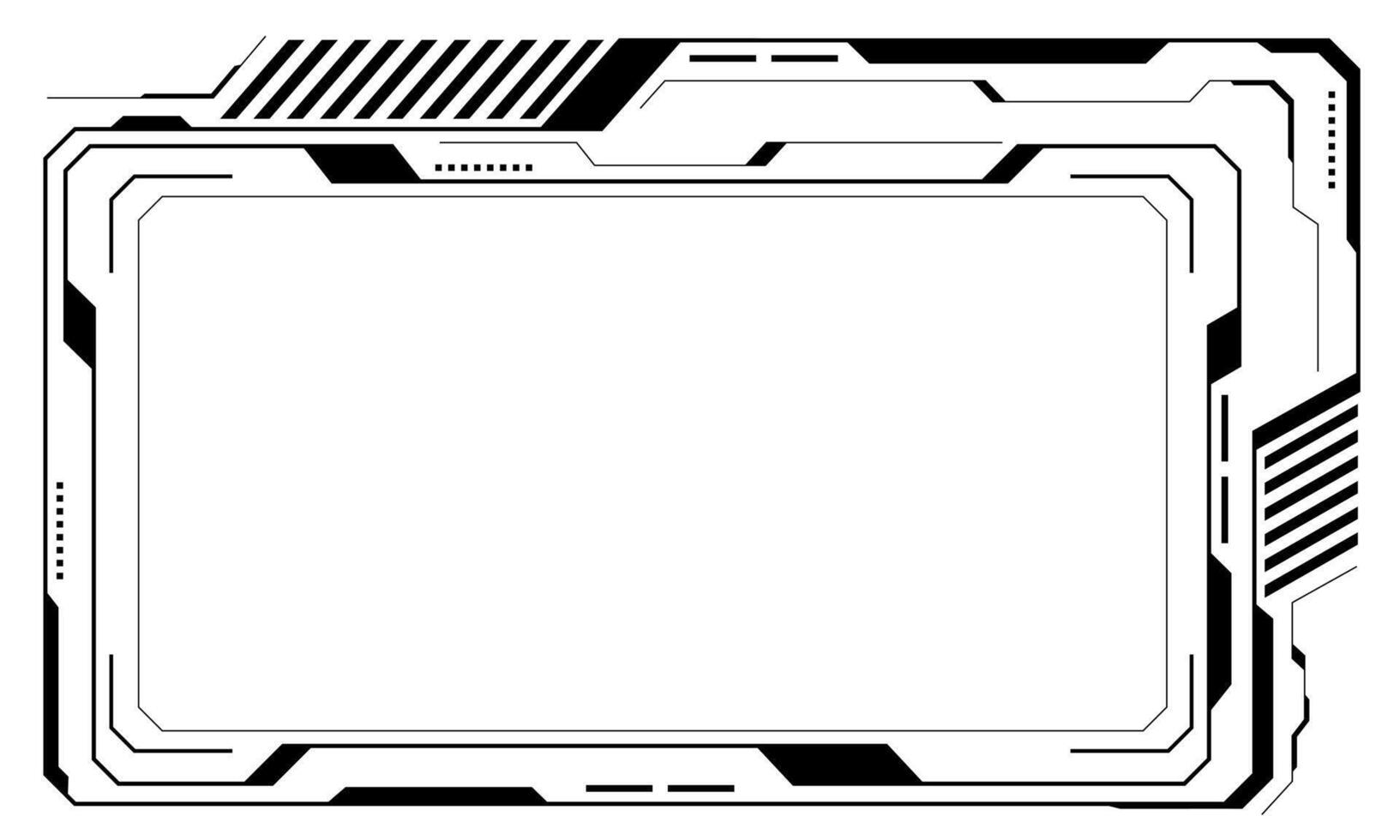 HUD frames black user interface elements design modern technology futuristic control panel screen digital hologram window gaming menu touching cyber monitor set white background vector