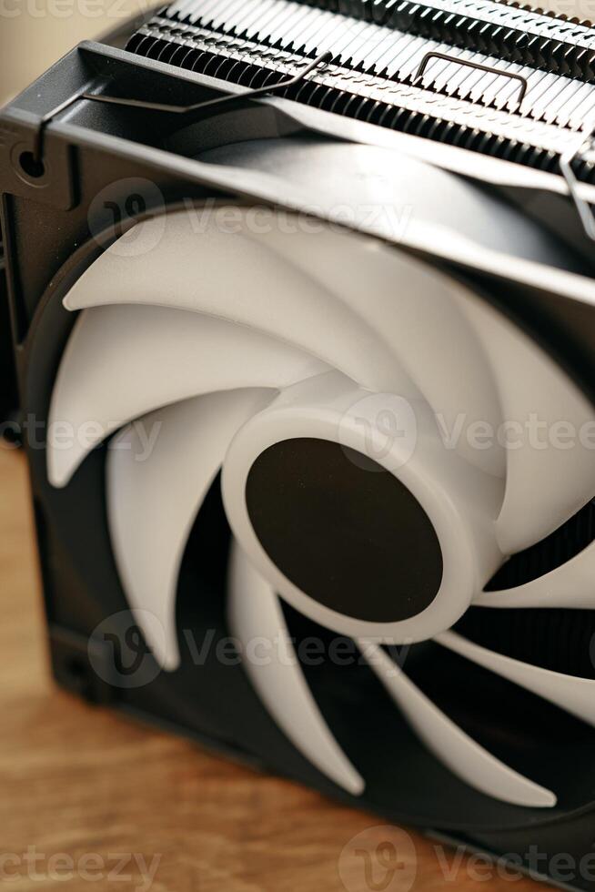 Close up of a cooler computer fan photo