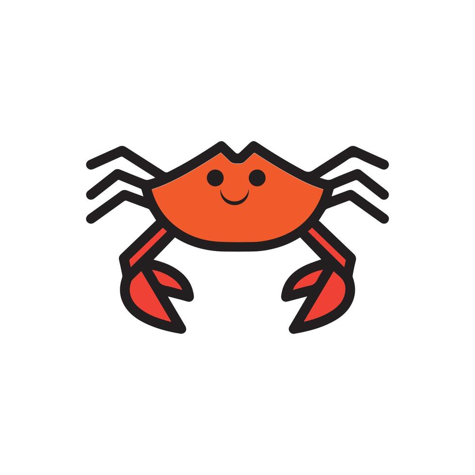 Cute crab with tapering claw segments vector