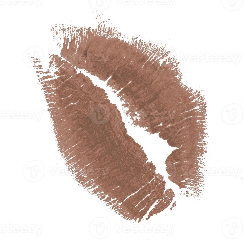 Kiss mark in a soft brown shade on a white background showcasing beauty and personal expression photo