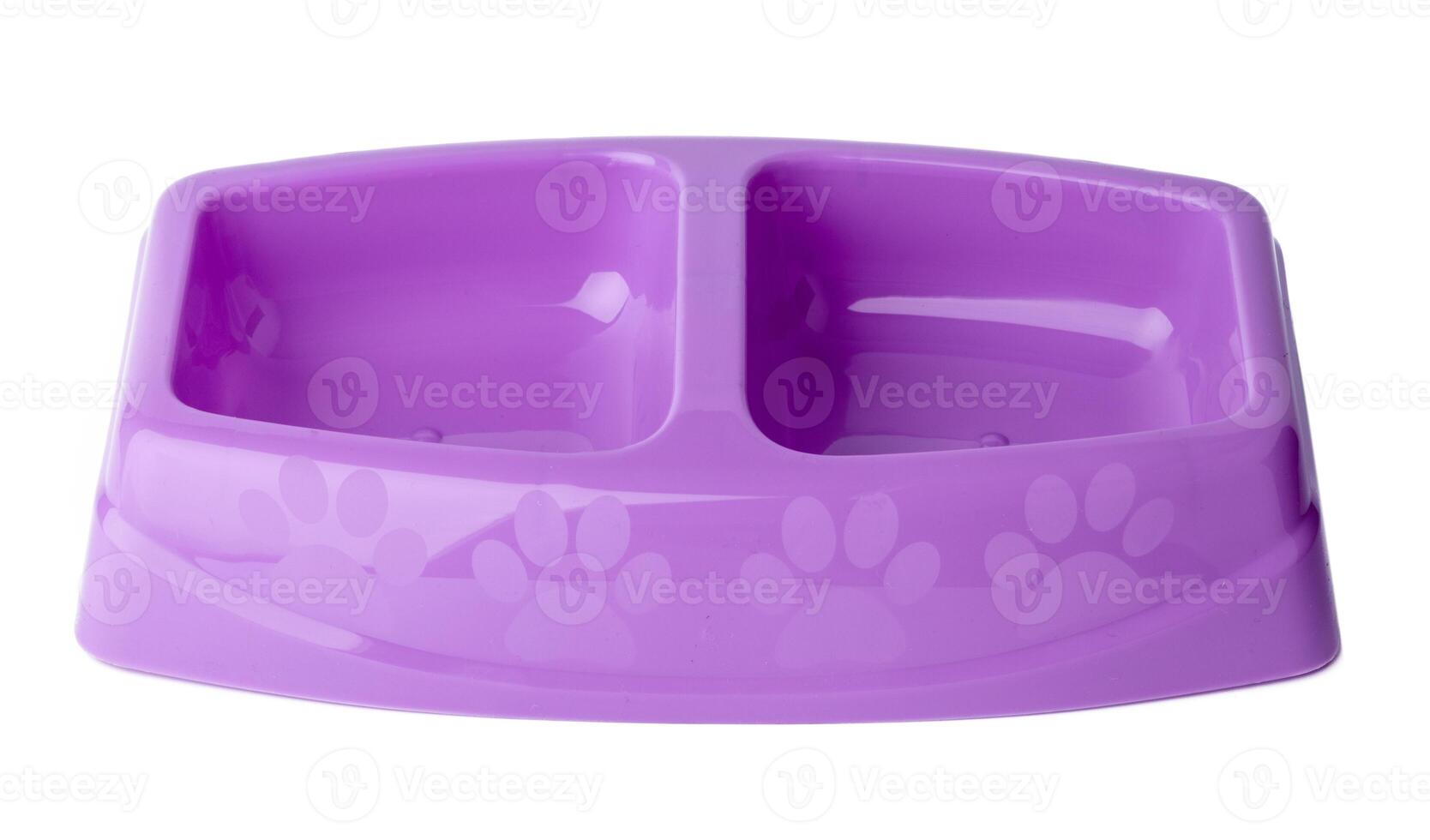 New plastic pet bowl isolated on white photo