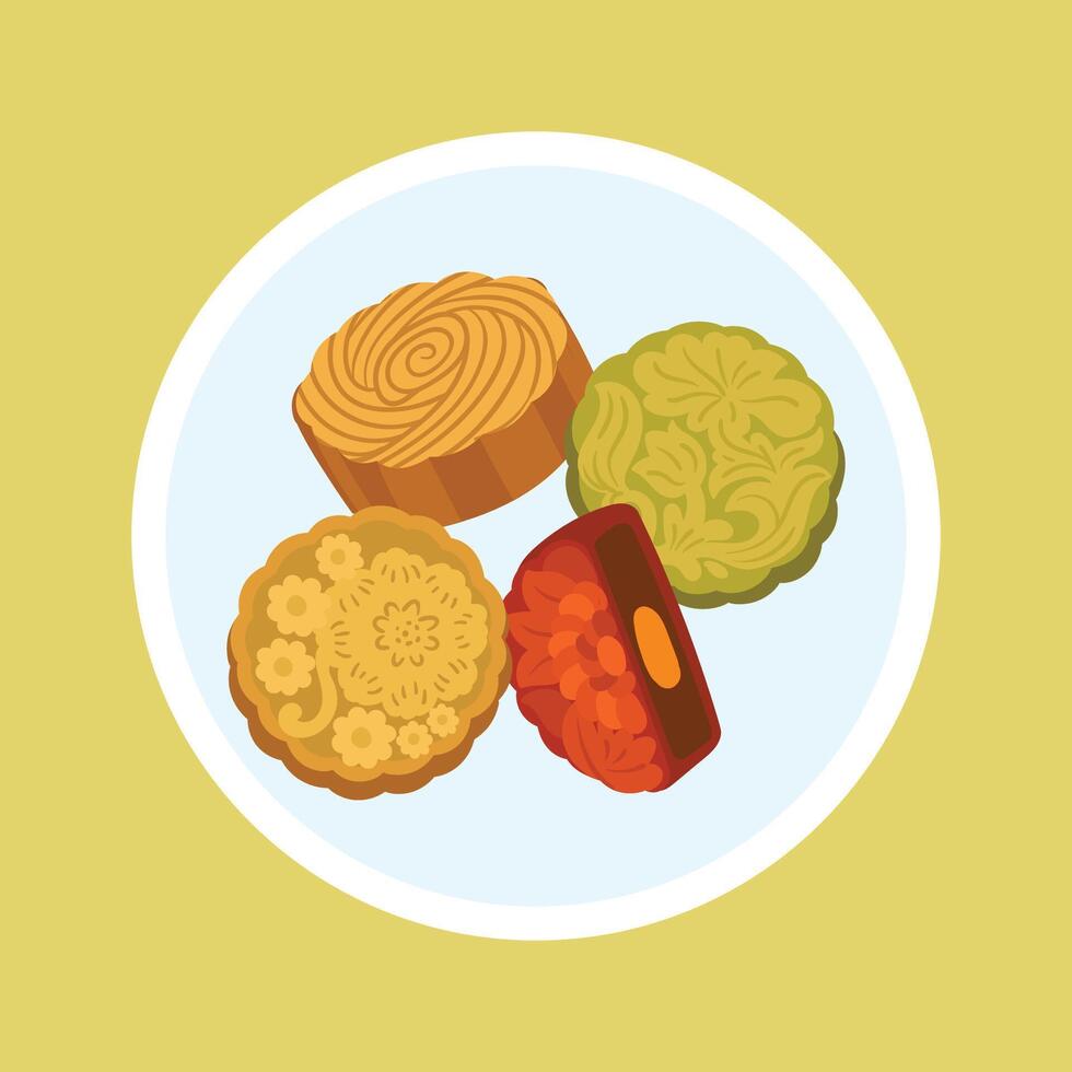 mooncake food from china vector