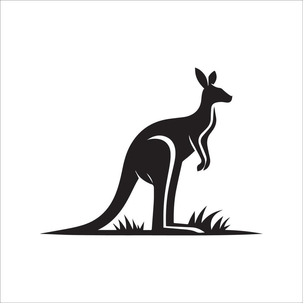 Kangaroo Silhouette, Cute Kangaroo Silhouette vector