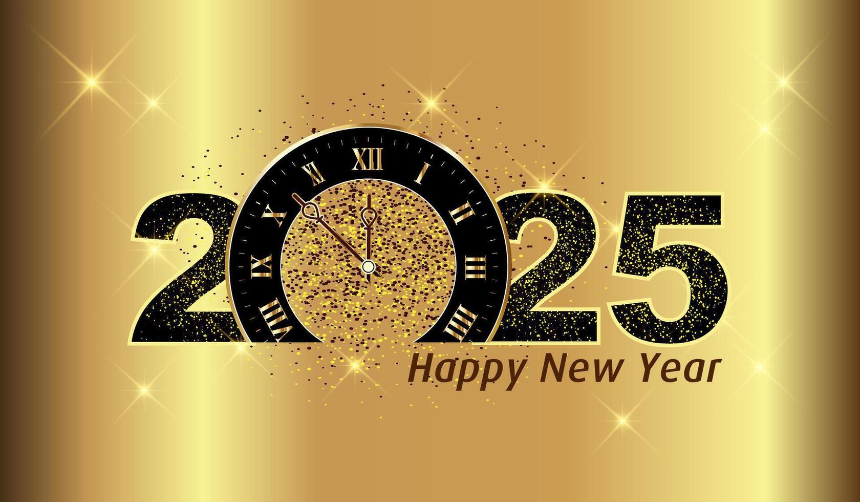 Premium 2025 Happy New Year illustration, luxurious New Year 2025 golden template. vector
