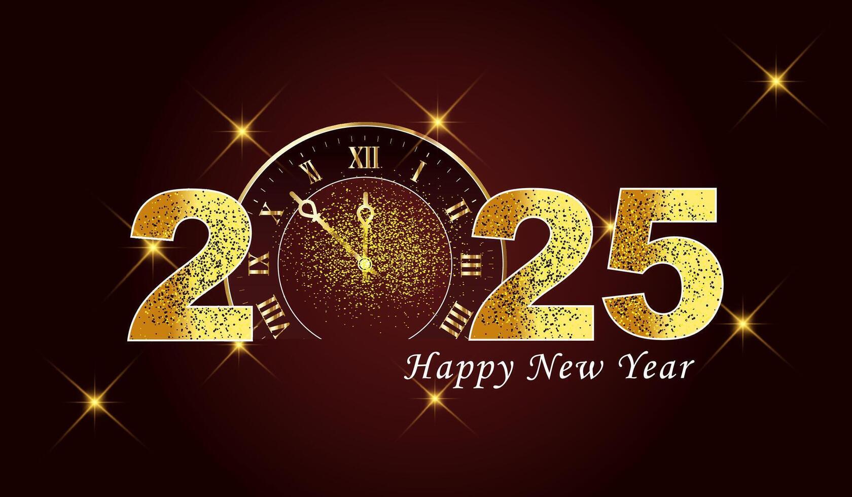 2025 Happy New Year illustration, New Year Greeting template 2025. vector
