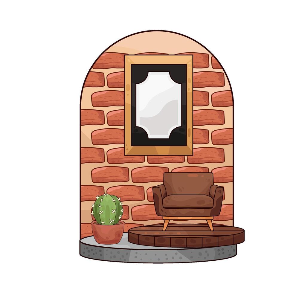 illustration of photo frame in the living room vector