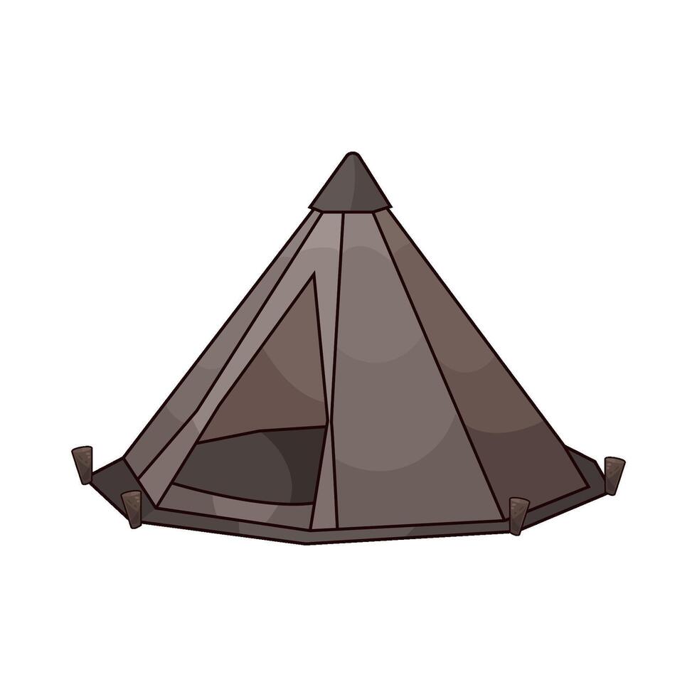 black camping tent vector