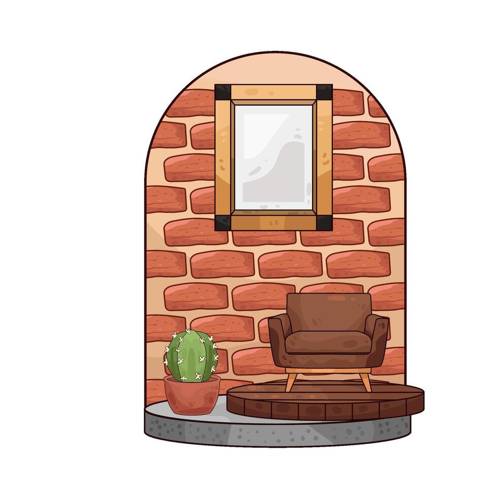 In the living room there is a photo display vector