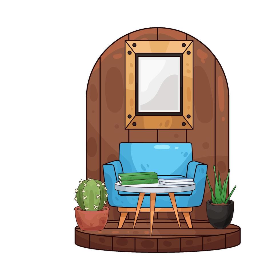 photo frame on the living room wall illustration vector