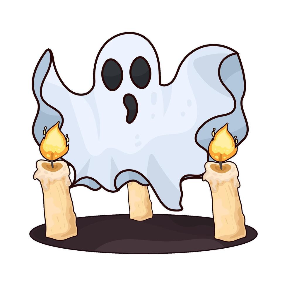illustration of ghost with candle vector
