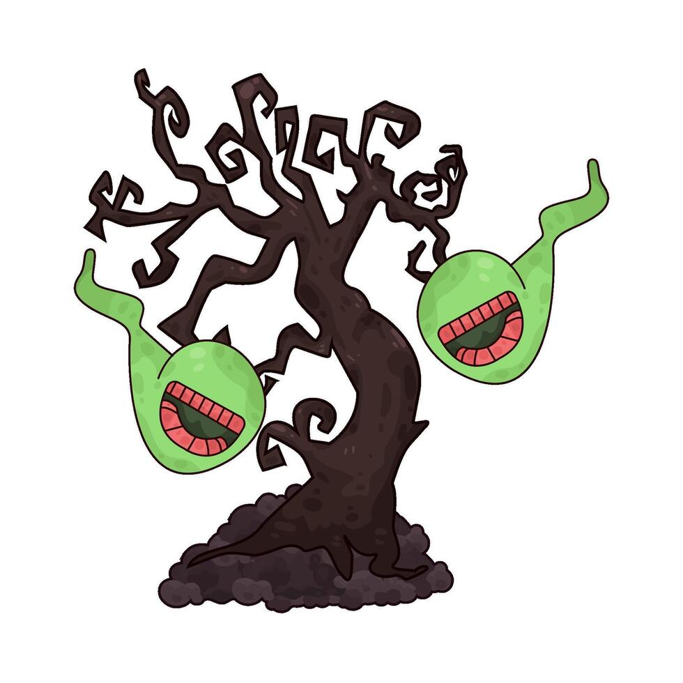 ghost flying near the tree vector