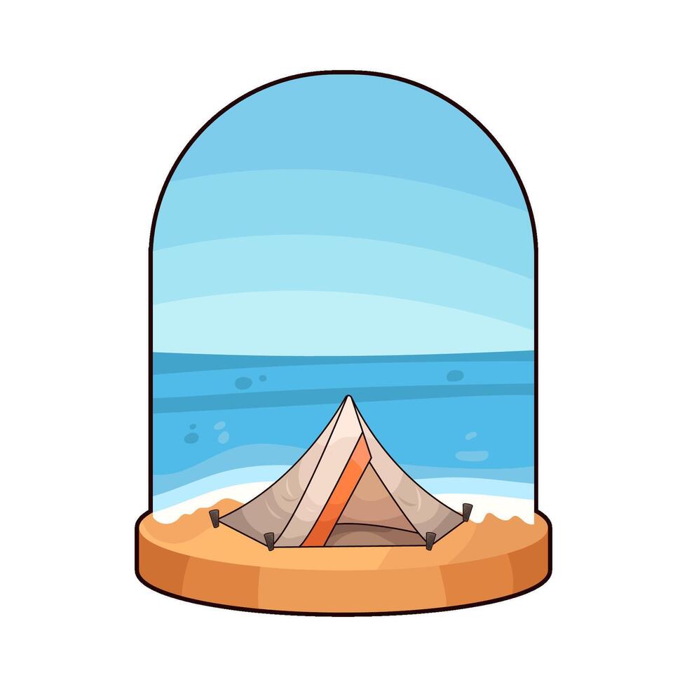 illustration of tent near the beach vector