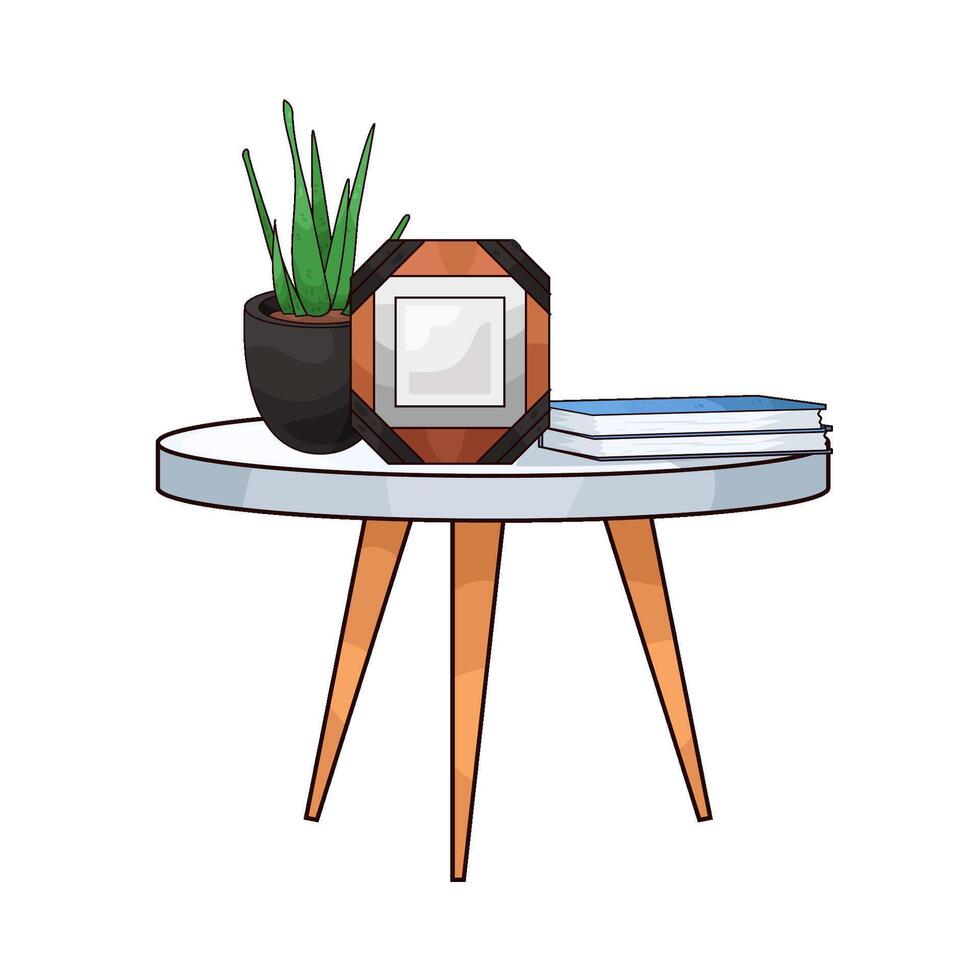 illustration of photo frame and plant pot vector