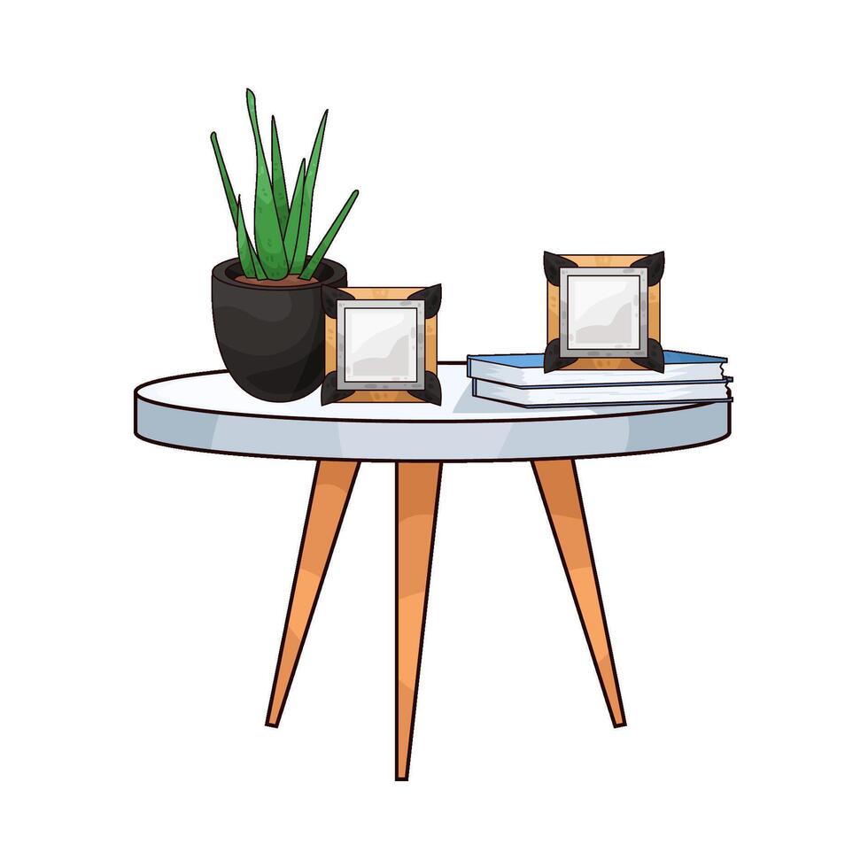 illustration of photo frame and potted plants vector